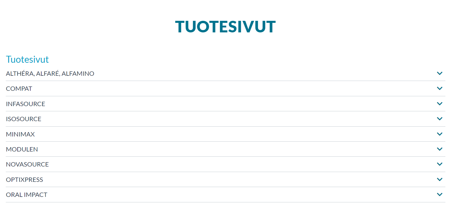 Tuotetiedot, esitteet ja reseptit